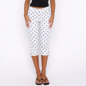 <span class=keywords><strong>Pantaloni</strong></span> da Donna alla Moda 2026 Stile Europeo e Americano a Vita Alta, Leggings <span class=keywords><strong>Skinny</strong></span> Elasticizzati, <span class=keywords><strong>Pantaloni</strong></span> Capri a Pois - Product Image 1