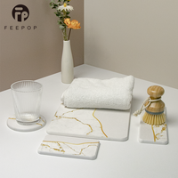 Feepop Plateau multifonctionnel contemporain rectangulaire en diatomite écologique de 9 mm d'épaisseur, absorbant l'eau et le savon, pour salle de bain et évier de cuisine