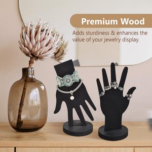 Bán buôn thanh lịch treo thực bằng gỗ tay mannequin trang sức hiển thị Nhẫn Ngón Tay tủ trang sức hiển thị đứng - Product Image 4