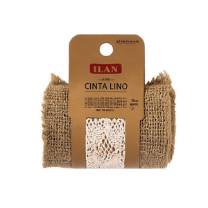 Nastro di lino ILAN 10 cm x 2 m con bordo in pizzo per artigianato e decorazioni - Product Image 2
