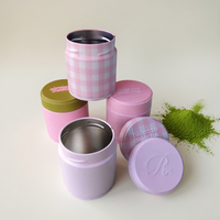 Boîte en fer blanc personnalisée de qualité alimentaire, hermétique, vide, 30g 50g, bleue rose, pour poudre de matcha, café, thé, avec couvercle à vis embossé