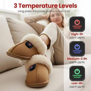 Pantuflas Calefactables para Interior/Exterior con 3 Niveles de Calor y Suela Antideslizante - Calzado Cálido Recargable para Hombre y Mujer para Uso en Invierno - Product Image 3