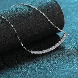 Einfaches und elegantes Lächeln Baguette Design 0,9 CT Moissan ite Diamant Halskette Anhänger Schmuck Damen Edelstein kette