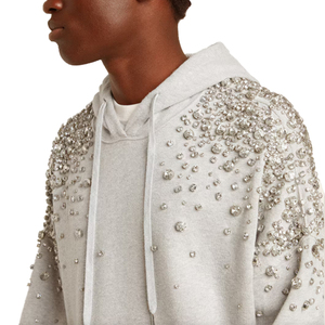 Hot Bán Pha Lê Hot Khoan Rhinestone Hoodie Người Đàn Ông Giản Dị Lấp Lánh Áo Thun Hoodies Baggy Phù Hợp Thoải Mái Drop Shoulder Hoodie - Product Image 2