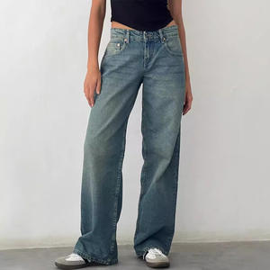 Pantalones <span class=keywords><strong>Vaqueros</strong></span> de Mezclilla para Mujer, Estilo Europeo Americano, Cintura Baja, Holgados, Transpirables, Rectos, Vintage, de Alta Calidad, Venta Directa de Fábrica - Product Image 3