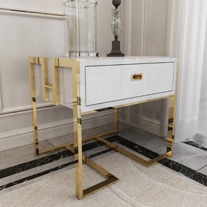 Modern Luxury Metal Night Stand <strong>Side</strong> <strong>Table</strong> MDF Cupboard <strong>Drawer</strong> with Sofa Application for Bedroom Dining Hospital Home Furniture - Product Image 5