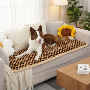 Wholesale Rectangle Fashion <b>Pet</b> Plush Dog & Cat Bed <b>Sofa</b> Cushions Portable Anti-Slip with Plaid Pattern for Indoor Use - Product Image 1