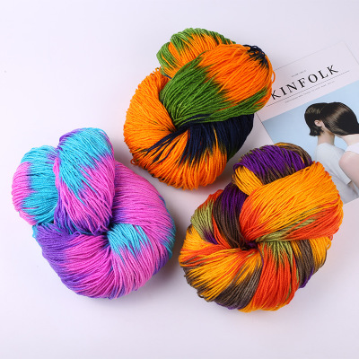 Deepeel YC001 DIY Hand Knitted Material 4 Strands Hand Woven Space Dye Yarn Acrylic Wool