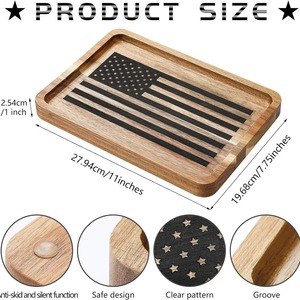 Wooden Serving <b>Tray</b> With American Flag Design For Desk Organizing And <b>Tea</b> Coffee Serving - Product Image 5