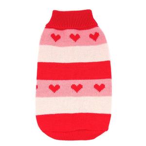 かわいい赤いハートとピンクのストライプXXL編み物パターン犬のセーター冬の季節のための小さなペットジャンパー - Product Image 3