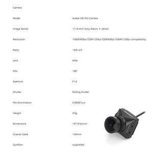 Caméra numérique CADDX Walksnail <span class=keywords><strong>Avatar</strong></span> HD Pro V2 1/1.8 pouces pour kit Walksnail GT/GT2 et kit <span class=keywords><strong>Avatar</strong></span> HD Pro - Product Image 3
