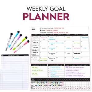 Tableaux blancs effaçables à sec personnalisés enfants adultes planificateur tâches ou liste d'épicerie magnétique calendrier d'objectif effaçable à sec pour réfrigérateur aimant - Product Image 3