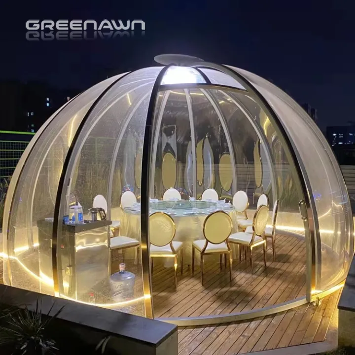 Dosel de cristal transparente para casa, tienda con baño para Hotel y Camping, 7m