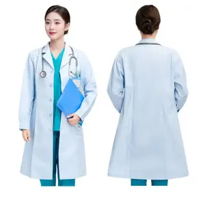 Divisa da Infermiera Nightingale all'Ingrosso, Camice Bianco con Colletto, Maniche Lunghe o Corte, Sottile o Spesso, per Laboratorio, Farmacia, Clinica - Product Image 2