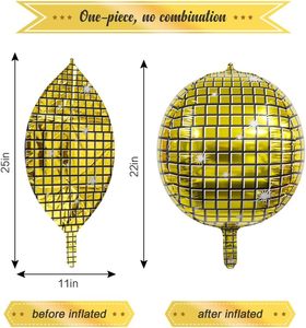 Ballons de fête disco années 70, 80, 90, ballons dorés pour fête disco, ballons métalliques ronds 4D de 22 pouces en Mylar - Product Image 2