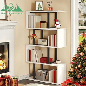 Étagère géométrique industrielle Wayon en bois et métal en forme <span class=keywords><strong>de</strong></span> S, présentoir, meuble <span class=keywords><strong>de</strong></span> rangement pour salon - Product Image 2