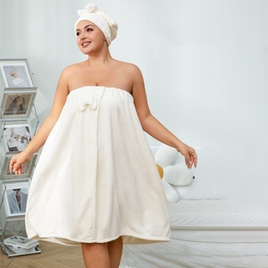 Women's Bathrobe Thickened Coral Fleece Tube Top Bath <b>Towel</b> Household Bath Soft Absorbent Can Be Worn Can Be <b>Wrapped</b> Bath Skirt - Product Image 3
