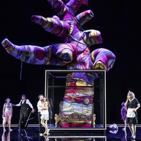 Décoration de scène d'opéra personnalisée, sculpture d'art abstrait gonflable géante pour festival Figaro