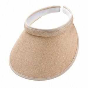 Visière de soleil en coton et lin pour femme, visière large pour l'été, pour la conduite en plein air, protection UV - Product Image 2
