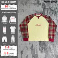 MT1819 T-shirt à manches longues 100 % coton, chemises brodées de haute qualité, chemise thermique à manches longues en flanelle gaufrée à carreaux coupe ample
