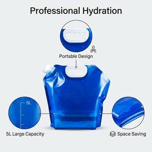 Poche à eau compacte <span class=keywords><strong>pliable</strong></span> de 5 L, sac de stockage d'eau anti-fuite pour le cyclisme et les randonnées d'une journée - Product Image 4