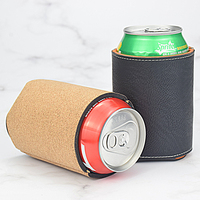 Porte-canettes en cuir PU gravé au laser personnalisé, isolant thermique en similicuir vierge pour canettes de bière 330 ml, cadeaux