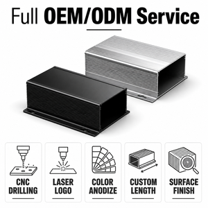 กล่องควบคุมอะลูมิเนียมแบบกำหนดเอง แข็งแรงทนทาน รับผลิตแบบ OEM/ODM เคลือบสีฝุ่น กล่องอิเล็กทรอนิกส์แบบอัดขึ้นรูป สำหรับโครงการ PCB และอุปกรณ์ต่างๆ - Product Image 4