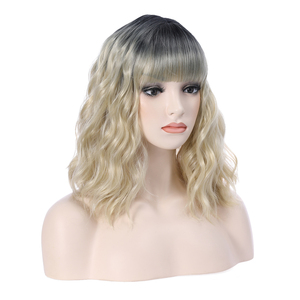 Prix <span class=keywords><strong>pas</strong></span> <span class=keywords><strong>cher</strong></span> <span class=keywords><strong>Halloween</strong></span> Party court bouclé dentelle avant Rose haute température soie rose perruques de cheveux synthétiques - Product Image 3