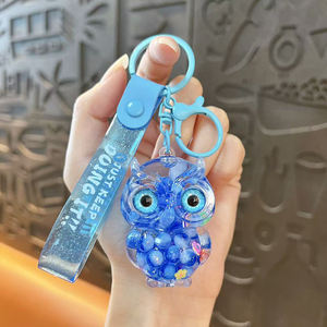 Creative Acrylic Cartoon <strong>Owl</strong> <strong>Keychains</strong>-Eco-friendly Fashion Trend Liquid LiuSha Oil-Filled Bag Charms | Cute Small Gifts - Product Image 2