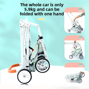 Chariot pliable de luxe réglable et durable pour animaux de compagnie (chiens et chats) à 4 roues, pour petits chiens, séparable, avec bouton de libération rapide - Product Image 5