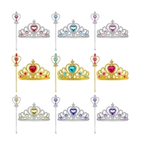 Vente flash Costumes de fée et de princesse Couronne en plastique Baguette magique Ensemble de couronne et de baguette de glace pour enfants