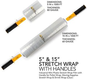 Juego de Rollos de Plástico para Envolver, Películas de 15 y 5 Pulgadas de Ancho con Asas, Total de 4000 Pies de Envoltura Transparente Autoadhesiva - Product Image 2