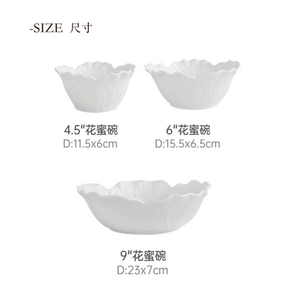 Bol à salade en relief de fleurs en céramique blanche pure Design créatif de chou Vaisselle jetable écologique pour <span class=keywords><strong>soupe</strong></span> au yaourt - Product Image 6