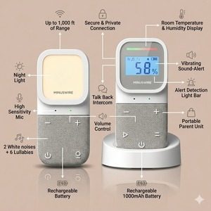 Moniteur audio pour bébé en gros, OEM/ODM, directement de l'usine, avec veilleuse, berceuses et interphone bidirectionnel - Product Image 2