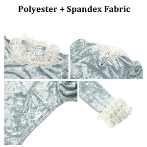 ZYHT collezione primavera 91435 grazioso <span class=keywords><strong>pizzo</strong></span> impreziosito t-shirt a manica lunga <span class=keywords><strong>blu</strong></span> in velluto Bodycon top da donna camicetta da donna - Product Image 4