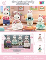 Nouveauté 2026 : Adorables figurines de lapins en peluche floquées, famille de quatre animaux à habiller, jouets et cadeaux pour enfants et filles