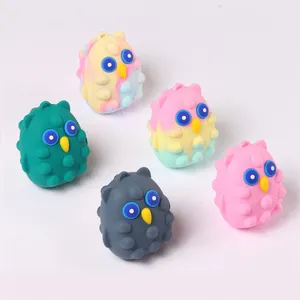 Kartun Owl Fidget Sensor Mainan Silikon Populer Mainan Bola Remas Kreatif Warna-warni Mainan Menghilangkan Stres