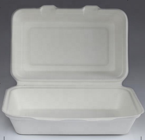 Wadah makan siang Bagasse sekali pakai 1000ml, wadah makan siang ramah lingkungan, minyak & air tahan Biodegradable dan dapat terurai - Product Image 1