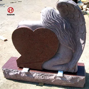 Özel el oyma granit kalp şekilli melek heykel anıt