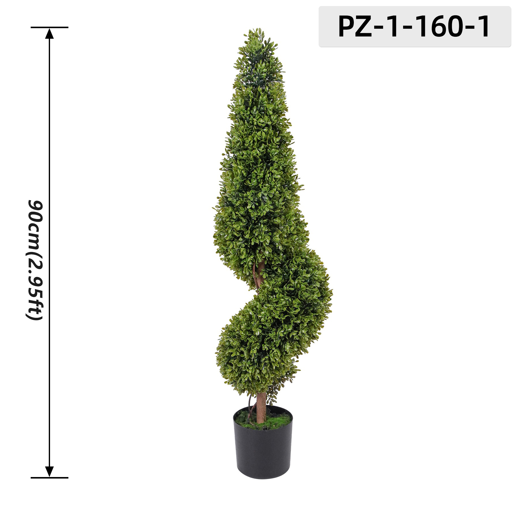 Green Spiral Cone Artificial Boxwood Topiary Tree (90cm/2.95ft)