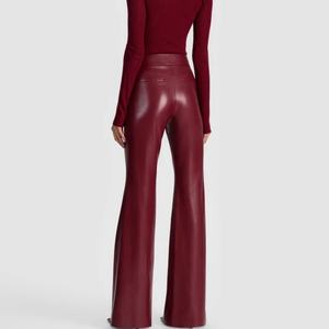 Pantalon évasé en similicuir PU de haute qualité pour femme, nouvelle collection été 2025, taille haute, long - Product Image 2