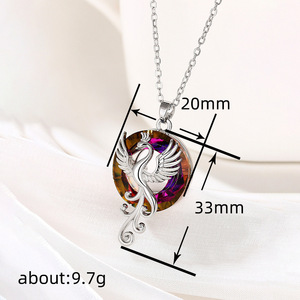 Collana con ciondolo a forma di fenice colorata per donna, gioielli di moda in stile cinese - Product Image 4