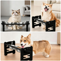 Support de gamelle surélevé réglable en bois pour chien, double gamelle en acier inoxydable pour chien et chat, antidérapant et anti-renversement pour nourriture et eau
