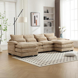 Ensemble de canapés en U de luxe moderne italien, en tissu velours léger de style nordique, design épuré pour la maison, le salon, l'appartement, les hôtels et les centres commerciaux - Product Image 1