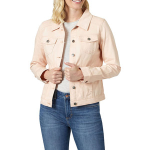 Wholesale Womens Denim Jacket Casual Oversized Jean Jackets Washed Distressed Trucker <b>Coat</b> Plus Size Outerwear Plain Custom Logo - Product Image 1