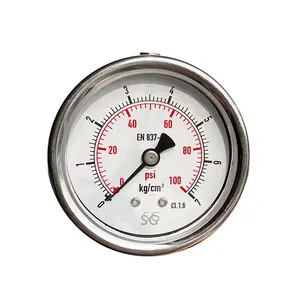 2.5Inch Eccentric Axial Bourdon Tubes Mechanical Air 316 All Stainless Steel Pressure Gauge For Vacuum Equipment