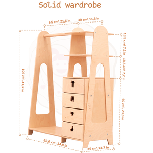 <span class=keywords><strong>Commode</strong></span> en bois Montessori pour enfants <span class=keywords><strong>Rangement</strong></span> suffisant pour vêtements Armoires pour enfants - Product Image 2