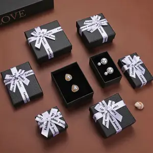 High-end Personalized Design Paper Boxes Gift Bowknot Necklace And Earrings Set Packaging Box Gift