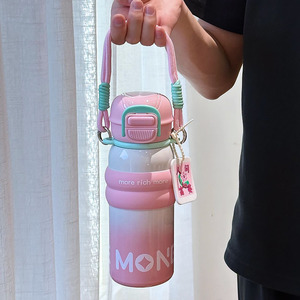 แก้วน้ำสแตนเลส Moni 316L ขนาด 500 มล. ขวดน้ำเก็บอุณหภูมิพร้อมฝาปิดแบบพลิกพร้อมหลอดดูด สำหรับการเดินทางและกิจกรรมกลางแจ้ง - Product Image 1