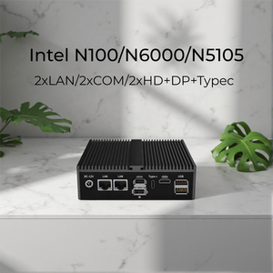 <span class=keywords><strong>Mini</strong></span> <span class=keywords><strong>PC</strong></span> sans ventilateur Intel N100 N5105 <span class=keywords><strong>N6000</strong></span> 2COM M.2 NVMe 2HD 1DP 2xRJ45 Ordinateur industriel Neuf Garantie de 3 ans - Product Image 1